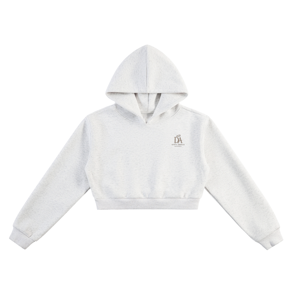 Discipline Over Motivation Cropped Hoodie — Grey, Tan Print