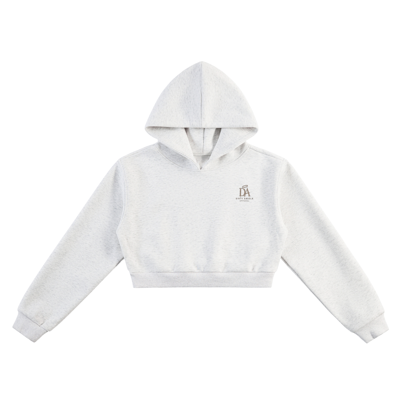 Discipline Over Motivation Cropped Hoodie — Grey, Tan Print