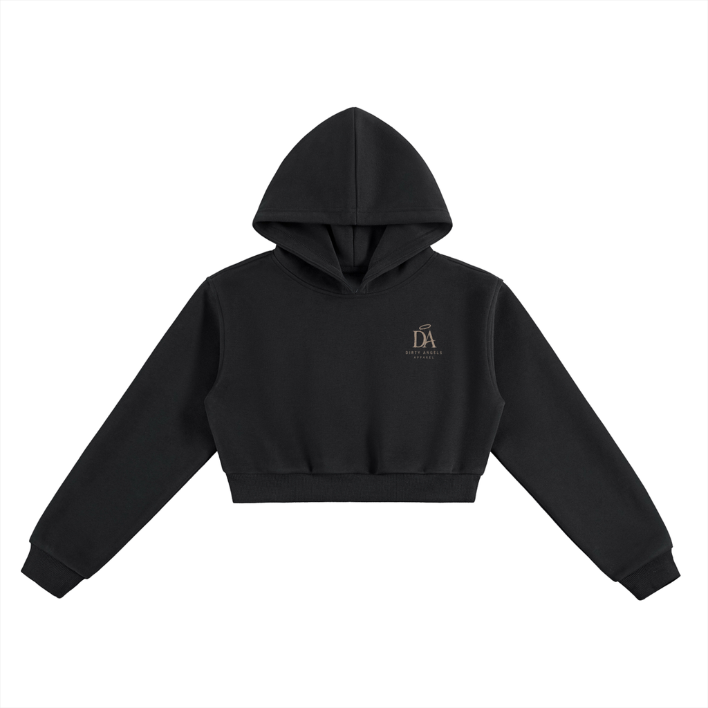 Discipline Over Motivation Cropped Hoodie — Black