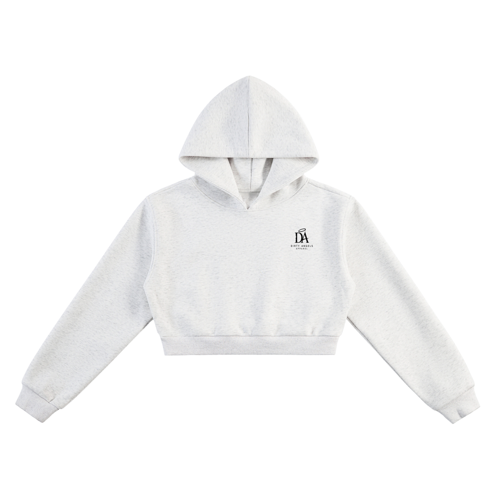 Discipline Over Motivation Cropped Hoodie — Grey, Black Print
