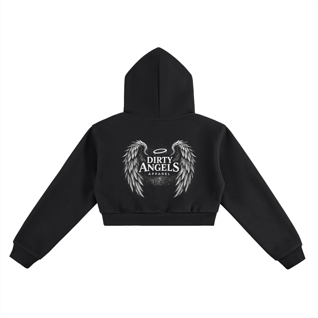 The Wings Cropped Hoodie — Black