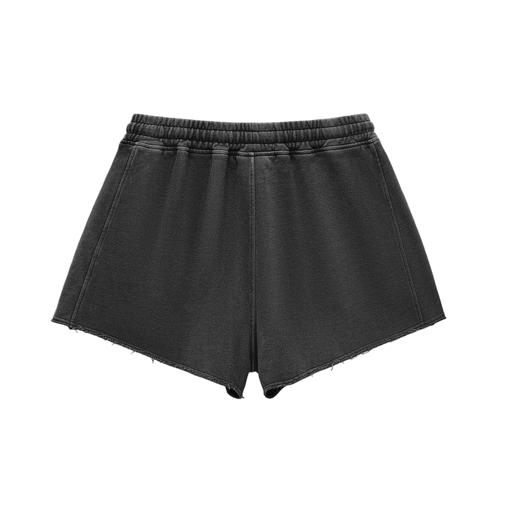 Essential Raw Edge Drawstring Shorts — Snow Wash